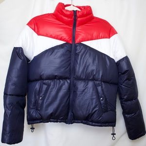 Ci Sono Red, White, and Blue Puffer Jacket - Small